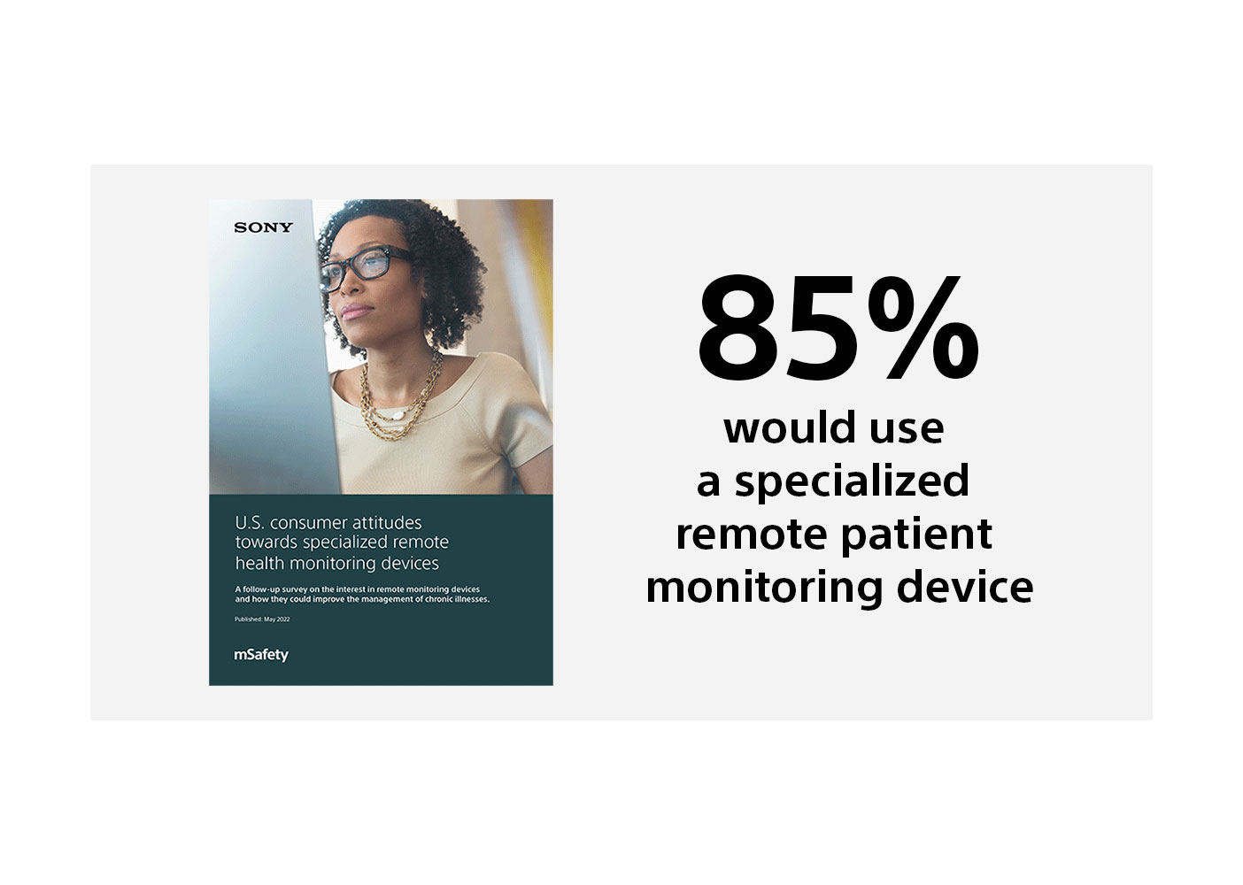 Preview of mSafety's survey report showing front page and stating that 85% would use a specialised remote monitoring device